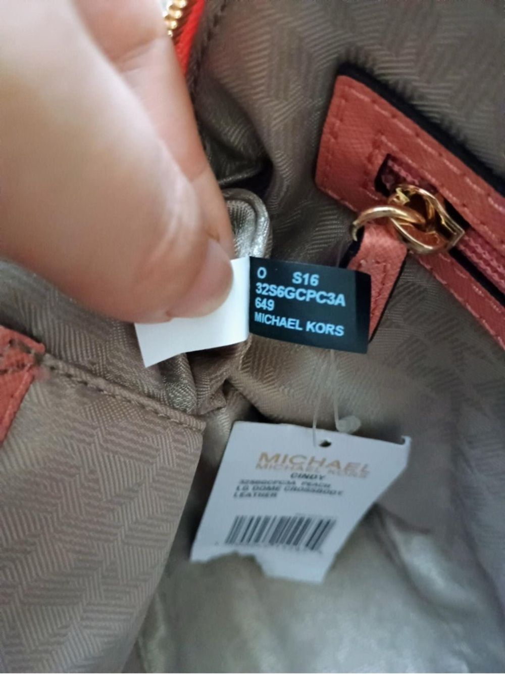NWT Michael Kors Cindy Dome Leather Crossbody Peach - Picture 12 of 16